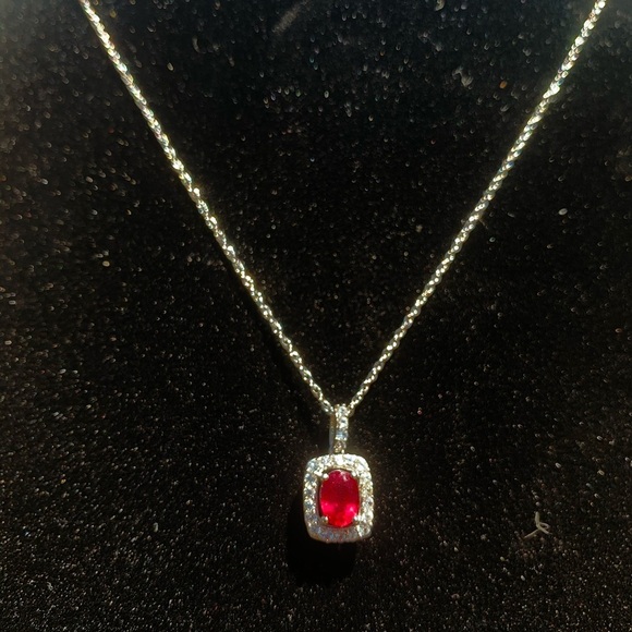🔥GENUINE RUBY & WHITE SAPPHIRE STERLING NECKLACE - Picture 5 of 9